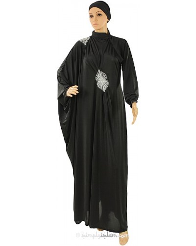 Anaya Shoulder Sequin Jilbab with Sequin motif front: Black